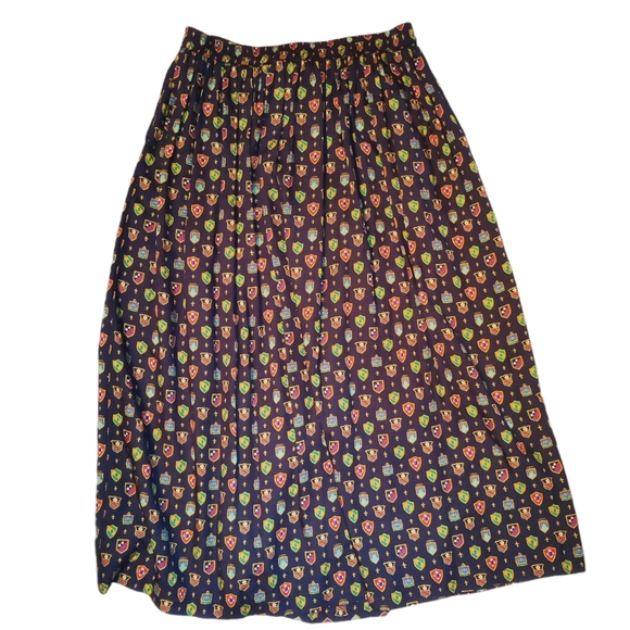 Vintage Chaus Rayon Pleated Novelty Midi Skirt - Picture 2 of 10